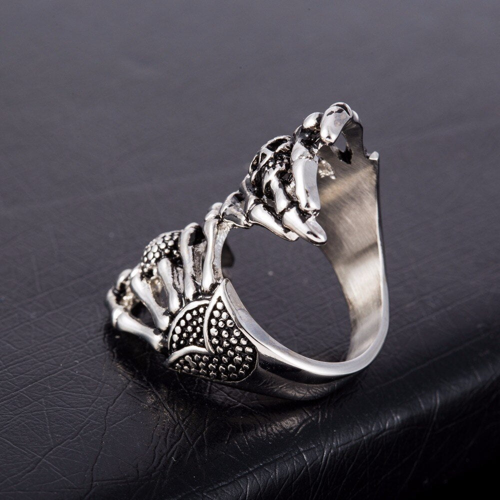 Fierce Punk Unisex SZ 8 Full Finger Skull Skeleton Ring (Unisex)