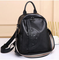 Black Travel Real Leather Shoulder Vintage Backpack (Women)