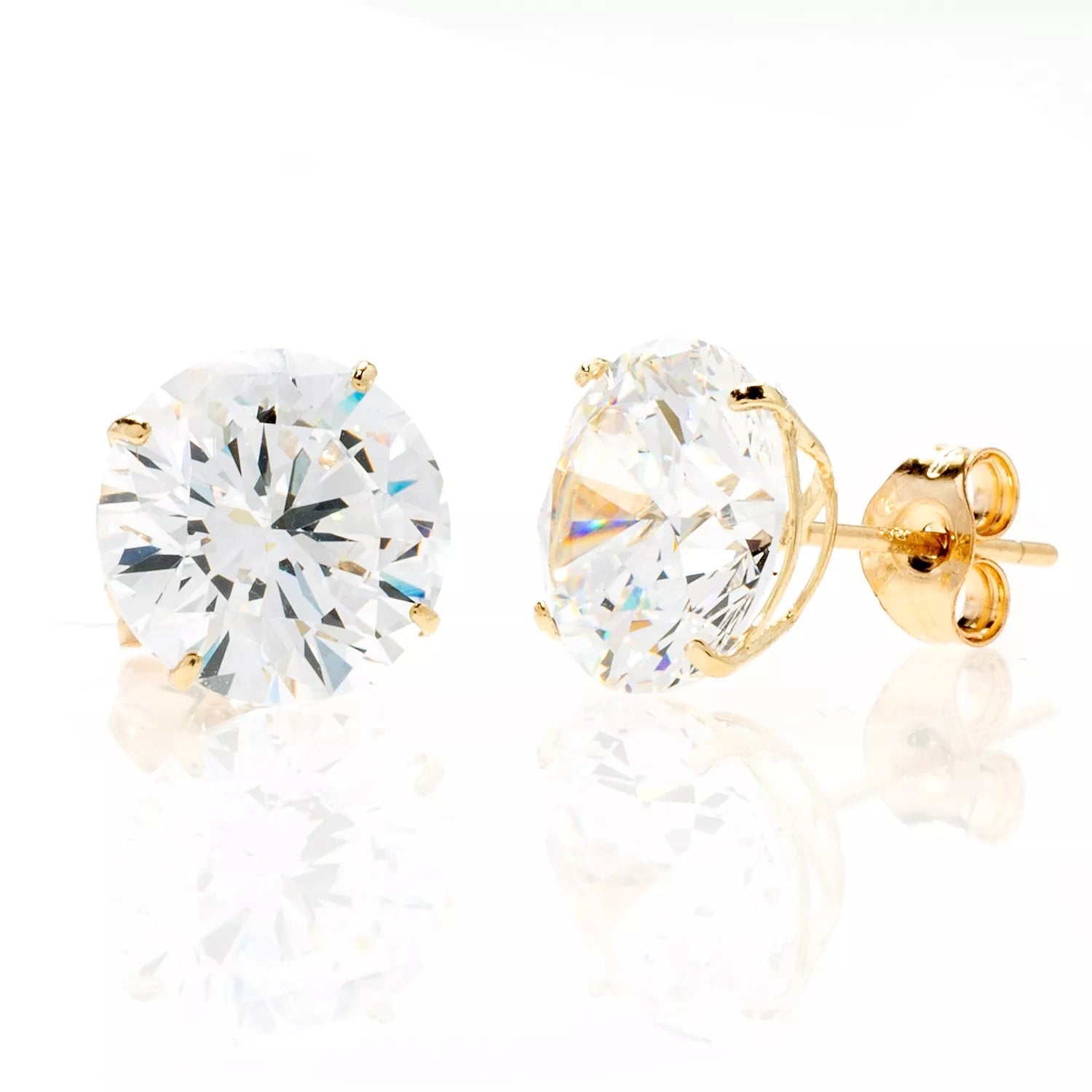 14K Gold Yellow Round VS1 Lab Round Diamond Stud Earrings (Unisex)