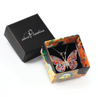 Handmade Polymer Clay Butterfly 925 Sterling Silver Pendant Set (Women)